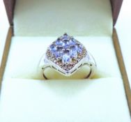 Sterling Silver 3 Carat Tanzanite Ring New With Gift Pouch