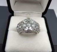 Sterling Silver 4 Carat Aquamarine Marine Ring New With Gift Pouch