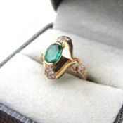 David Morris 18k Gold Emerald & Diamond Ring 1.24 Carats c.1995