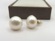 Gold On Sterling Silver Cultured Pearl Stud Earrings New With Gift Pouch