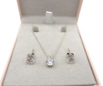 Sterling Silver Gemstone Necklace & Earrings New With Gift Box