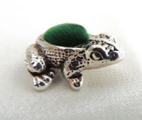Antique Sterling Silver Frog Pin Cushion