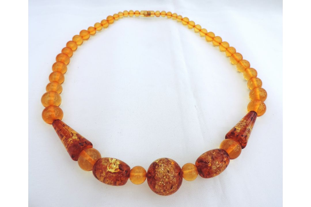 Vintage 26 Inch Chunky Honey Amber Necklace - Image 2 of 3
