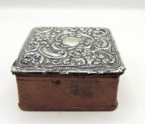 Antique Leather Box With Sterling Silver Lid