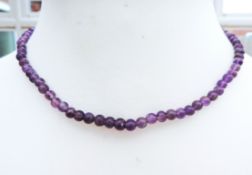 Natural Amethyst Beaded Necklace 18 Inches