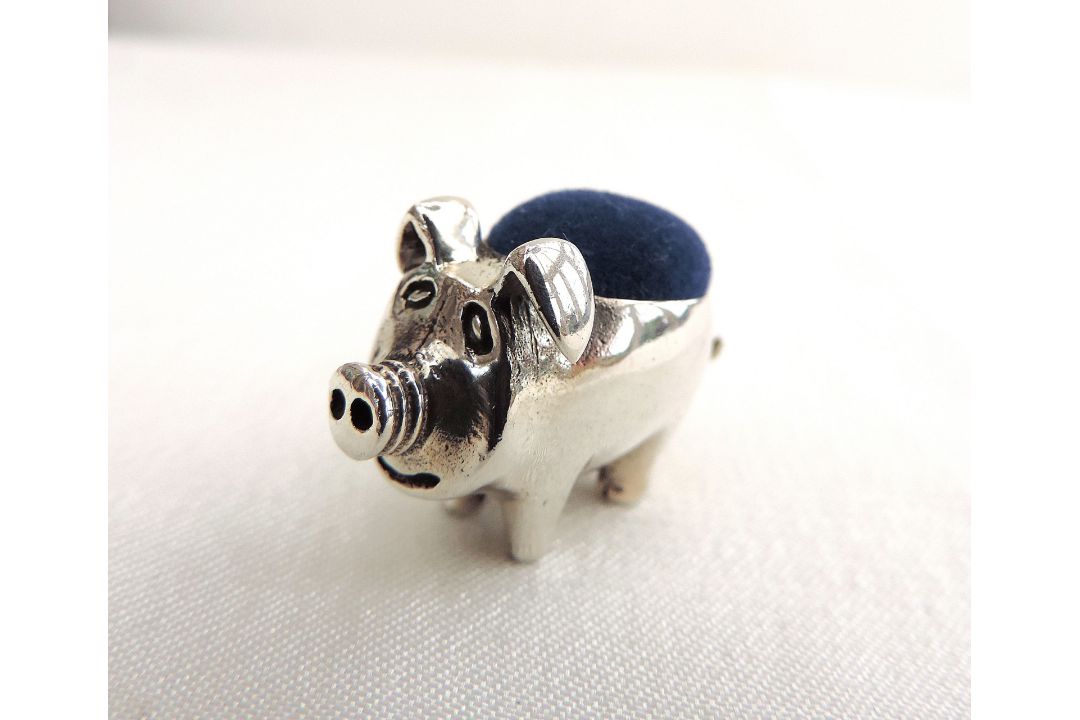 Antique Sterling Silver Pig Pin Cushion - Image 3 of 6