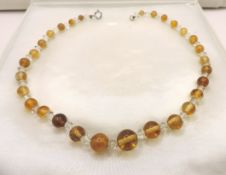 Vintage Citrine & Rock Crystal Necklace With Gift Pouch