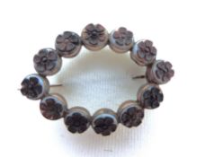 Antique Victorian Gold Hand Carved Floral Shell Cameo Brooch