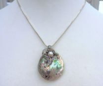 Artisan Mother of Pearl Sterling Silver Necklace With A Gift Box
