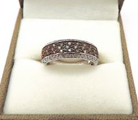 Sterling Silver Cognac Diamond Ring New With Gift Pouch