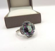 Sterling Silver 4.5 Carat Mystic Topaz Ring New With Gift Box