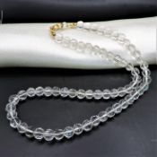 Vintage 7mm Facet Cut Rock Crystal Bead Necklace With Gift Pouch