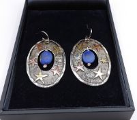 Vintage Charmian Harris Starfish Earrings Sterling Silver & Gold Details