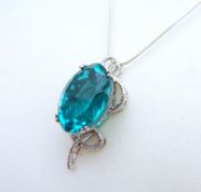 Sterling Silver Topaz Necklace New With Gift Box