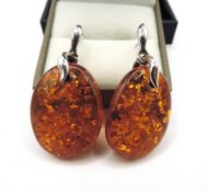Sterling Silver Baltic Amber Earrings New With Gift Pouch