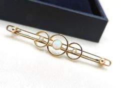 9 Carat Gold Opal & Seed Pearl Brooch