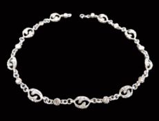 Antique Victorian Sterling Silver Silver Crystal Set Necklace