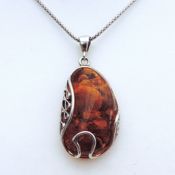 Artisan Sterling Silver Amber Necklace