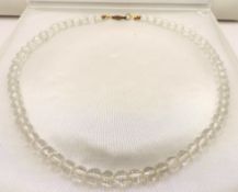 Vintage Rock Crystal Facet Cut Bead Necklace With Gift Pouch