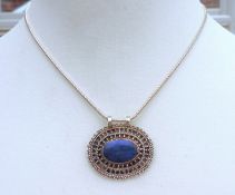 Vintage Artisan Silver Lapis Lazuli Pendant Necklace