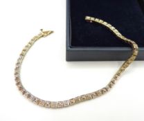 Vintage 9k Yellow Gold Diamond Set Bracelet 7.4 Grams