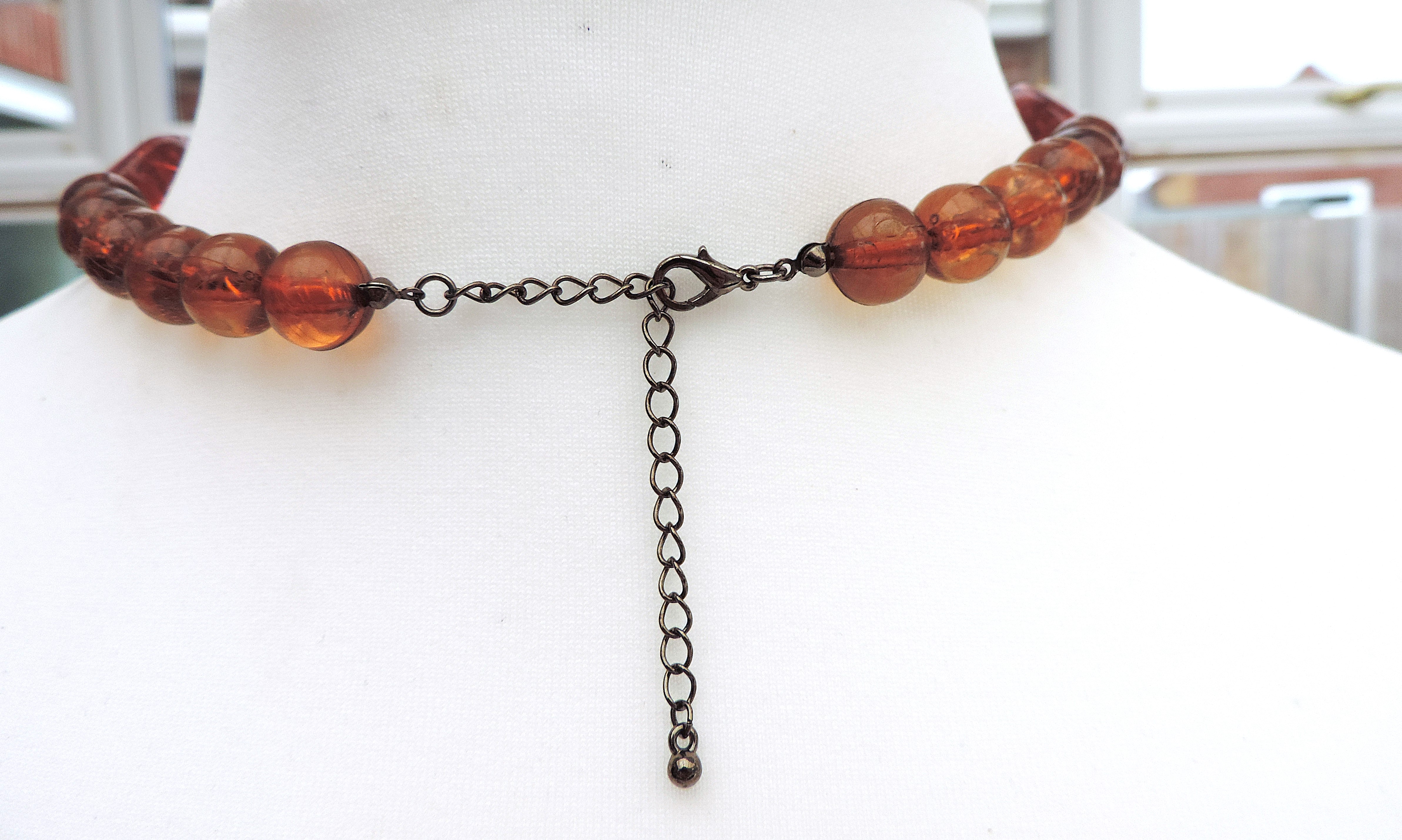 Vintage 18inch Chunky Organic Shaped Amber Bead Necklace - Image 2 of 4