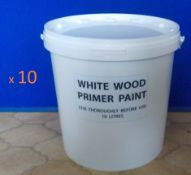 10 x 10 Litres White Wood Primer Paint In Tamper Evident Tubs