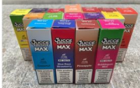 Box of Assorted Jucce Max E-Liquid Vape Juices To Include Blue Razz Strawberry
