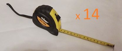 14 x Rolson 5m/16 Foot Steel Measuring Tapes, Metric/Imperial c/w Tape Lock, Belt Clip and Carry