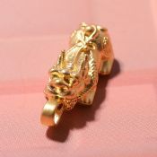 New! 24K Yellow Gold Pixiu Charm Pendant