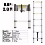 2.0M Aluminium Multi-Purpose Telescopic Ladder Extendable Indoor/Outdoor 6.6 FT Ladder Safety Gar...