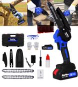6 Inch One-handed lithium Chainsaw, Powerful Electric Chainsaw Chain Guide, Mini Chainsaw