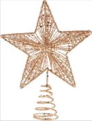 Christmas Tree Top Star, Iron, Rose Gold Glitter Star Christmas Tree Topper Decoration/Ornament