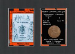 1908 FA Cup Final Wolves v Newcastle Mounted Card & Coin Gift Set.
