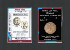 1913 FA Cup Final Aston Villa v Sunderland Mounted Card & Coin Gift Set.