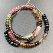 Tor-4, Awesome Natural Fancy Colour Tourmaline Faceted Beads Strand