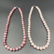 SKU-96, Natural Rose Quartz & Rhodonite Beads 2 Necklace