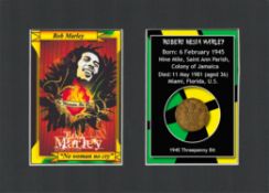 Bob Marley Mounted Original 1945 Threepenny Metal Display Gift Set.