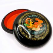 Vintage Russian Hand Painted Lacquer Box Artist Signed