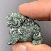 FD-90, Natural Hand Carved Jade Foo Dog
