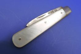 George V Silver and Mother of Pearl Fruit Knife 1928