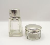 Antique Silver Cut Glass Perfume Bottle & Pill Box
