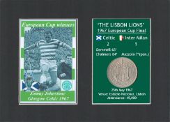 Jimmy Johnson Celtic FC European Cup Mount & 57 Year-Old 1957 Coin Set.