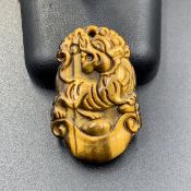 48.35 Cts Excellent Natural Hand Carved Tiger Eye Tiger. TEP-43
