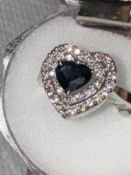 Natural Diamonds and Natural Sapphire Silver Ring