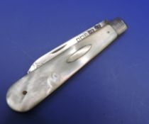 Victorian Silver and Mother of Pearl Fruit Knife 1896