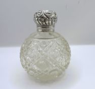 Antique Victorian Sterling Silver Cut Glass Perfume Bottle c. 1893