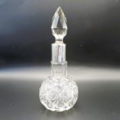 Antique Victorian Sterling Silver Collar Cut Glass Perfume Bottle Birmingham 1897