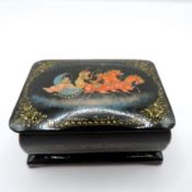 Vintage Russian Hand Painted Lacquer Box Artist Signed