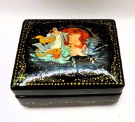 Vintage Russian Hand Painted Lacquer Box Artist Signed